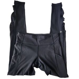Lululemon Leggings Womens 4 Ruched Ruffled Leg Black Athletic Wear